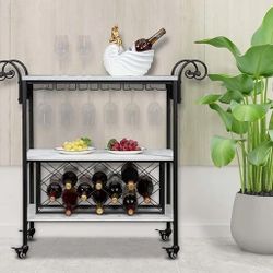 Gruytoie White Iron Bar Cart