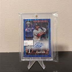 2024 Topps Chrome EVAN CARTER True Blue Refractor AUTO #'d /150 Rookie RC #RA-EC