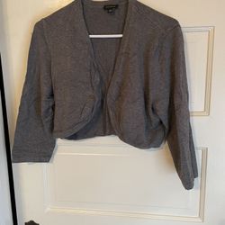 ann taylor grey cropped cardigan / shrug sweater EUC xl