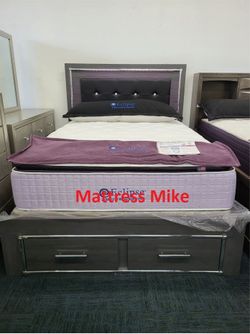 New B214 Ashley Lodanna Gray LED Footboard Storage Bedroom 5pc Set