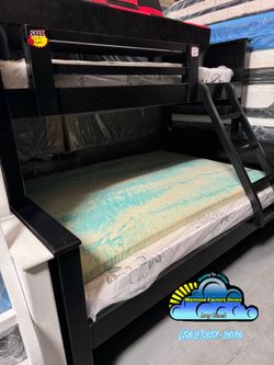 Twin XL queen black bunk bed with mattresses colchones incluidos