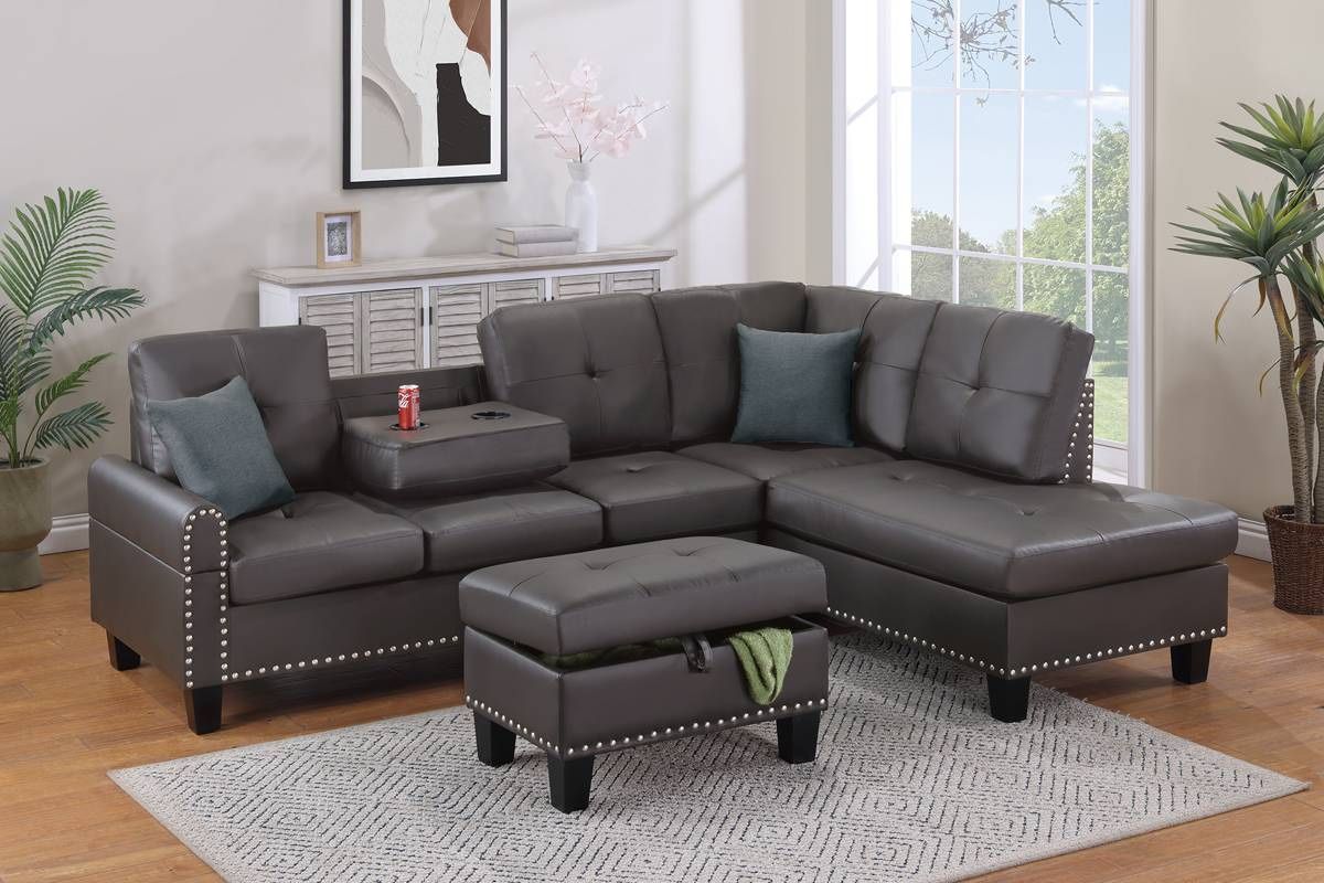 3pc Sectional W Ottoman