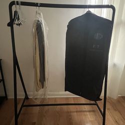 Top Rod Heavy Duty Clothes Rack - Black Metal