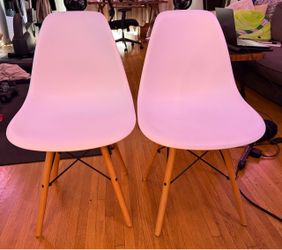 White Eames-Style Dining Chairs Set of 2