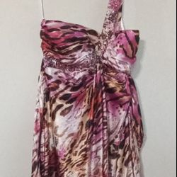 One Shoulder Animal Print Dress 