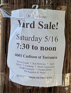 Yard Sale Today 5/16