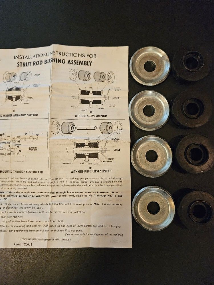 63 To 76 A Body Mopar Front Strut Bar Bushing Kit