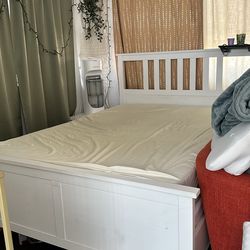IKEA Full Size White HEMNES Bed Frame, Box , Bed