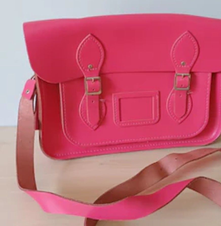 Cambridge Bag Messenger Pink Florescent School Work Labrop Bag NEW Neon