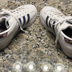Adidas Superstar White/Blue Striped Flowers Sneakers