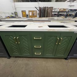 60 Inch bathroom vanity, 2 sink, vanidad tocador