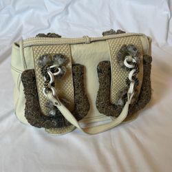 Fendi Cream Embroidered Shoulder Bag 100% Authentic