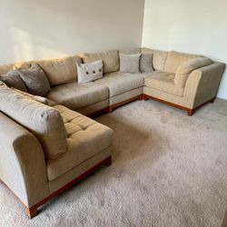 Beige Modular 6pc Sectional Sofa (Makes L-Shapes, U-Shapes)