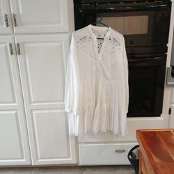 Veronica Beard Size 8 Cotton, Lined Dress White