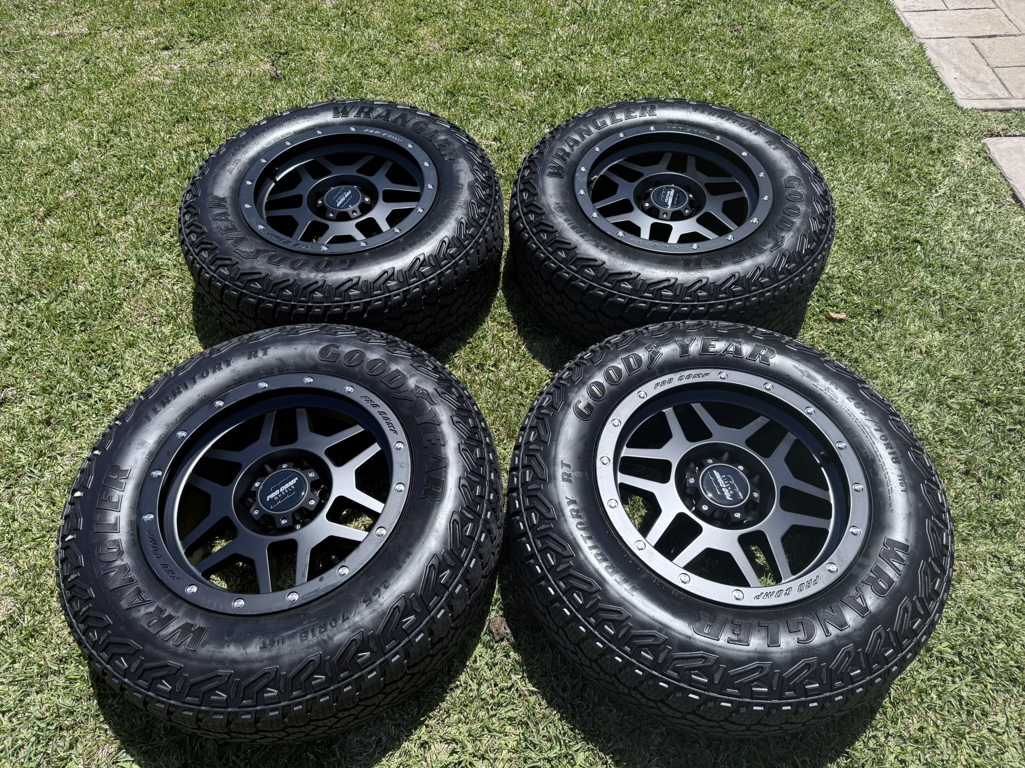 (4) 18” Pro Comp Wheels 265/70R18 Goodyear Wrangler All Terrain - $1500