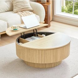 Round Coffee Table with Lift-Top Storage