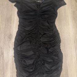 Elegant Black Ruched mini Dress