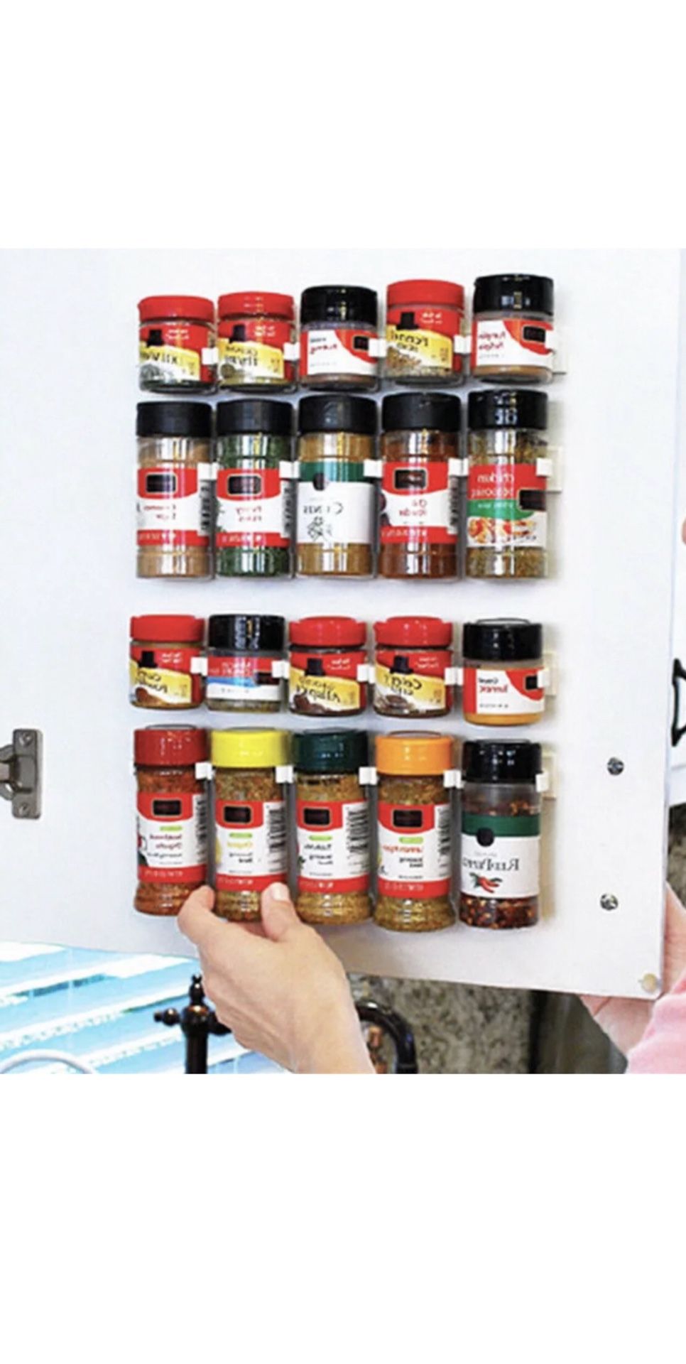 Brand New Spices Organizer Rack 20 Clips for Cabinet Door & Pantry Door & Walls