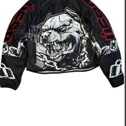 Vintage Icon Motorcycle Jacket Hooligan Pitbull Bully Black Red Grey 3XL