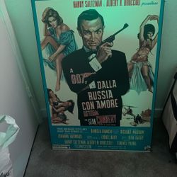 James Bond 2.5x 3.3 James Bond Original Wooden Poster  