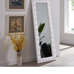 Tall Mirror Full Body Oversize Mirror Crystal Tufted Full Length Huge Mirrors for Bedroom Free Stand