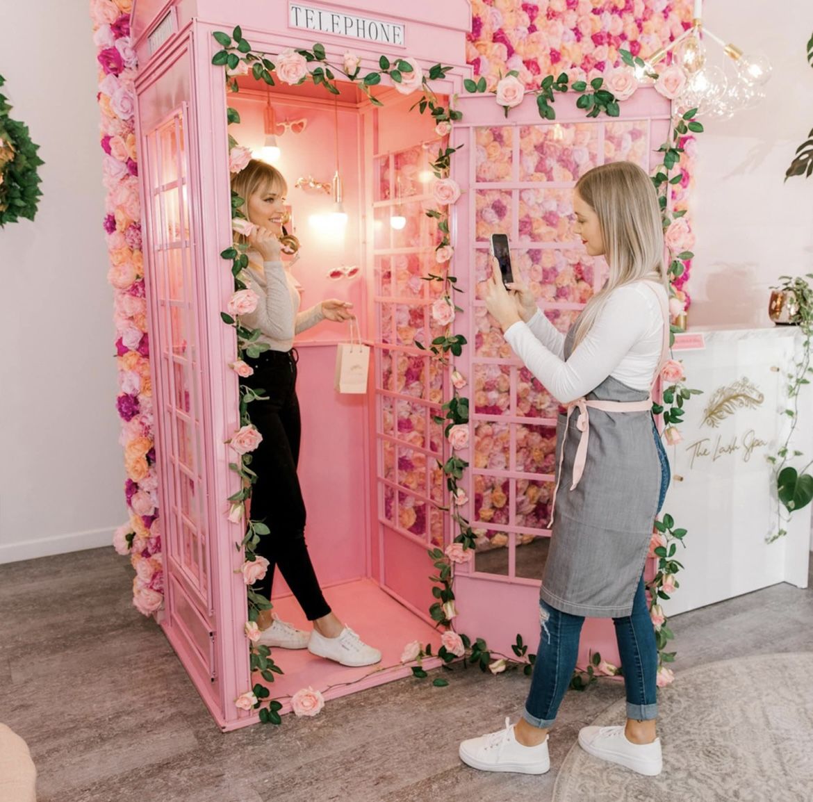 Large Light Pink British Telephone Booth
