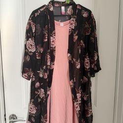 Dress, 2pc, Pink / Black, Large