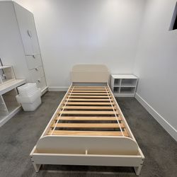 Twin Solid Wood Bed - Beige Color