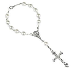 Rosary bracelet white beads perfect for confirmation and Easter