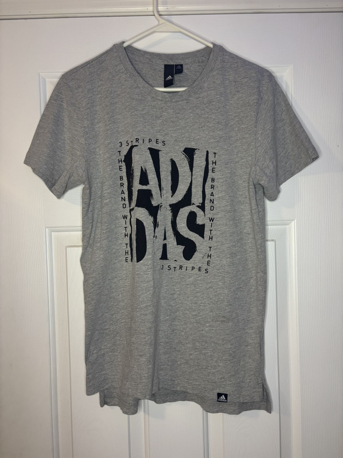 Adidas “The Brand with the 3 Stripes” Gray Graphic Tee