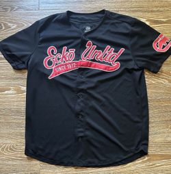 Ecko Unltd. Y2K Button-Front Baseball Jersey Shirt Black/Red Mens Size L