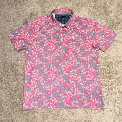 William Murray Watermelon Tequila Print Pink Performance Golf Polo Shirt Mens XL