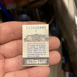 Rare One of the first lotto tickets, scratch, offs lottery New Jersey