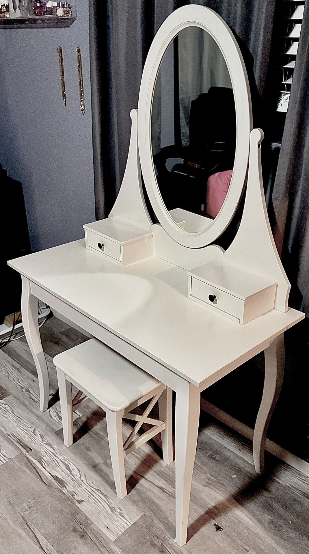 IKEA HEMNES Dressing table with mirror, white, 39 3/8x19 518"