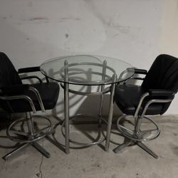 Glass Table And Two Chairs