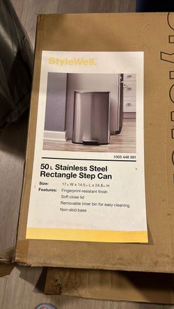 StyleWell 50L Stainless Steel Rectangle Step Can