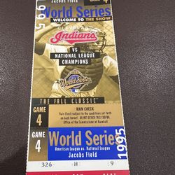 World Series Baseball Ticket Indians Vs Braves 1995
