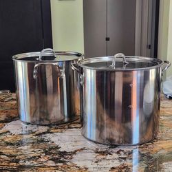 15 Quart Stainless Steel Stockpots $40 for one/$70 for both.