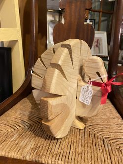 Hand Made Artisan Wood Turkey Pot Holder & Decor