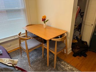 Wooden Table + 3 Matching Chairs