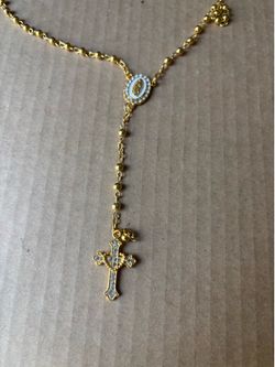 Rosary Gold tone Stainless Steel New