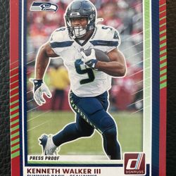 Kenneth Walker III 2025 Panini Donruss Football #187 PRESS PROOF RED INSERT! SEAHAWKS!