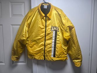 LBZ Men's Yellow Bomber Jacket XL Full Zip Lined Logo Made in USA