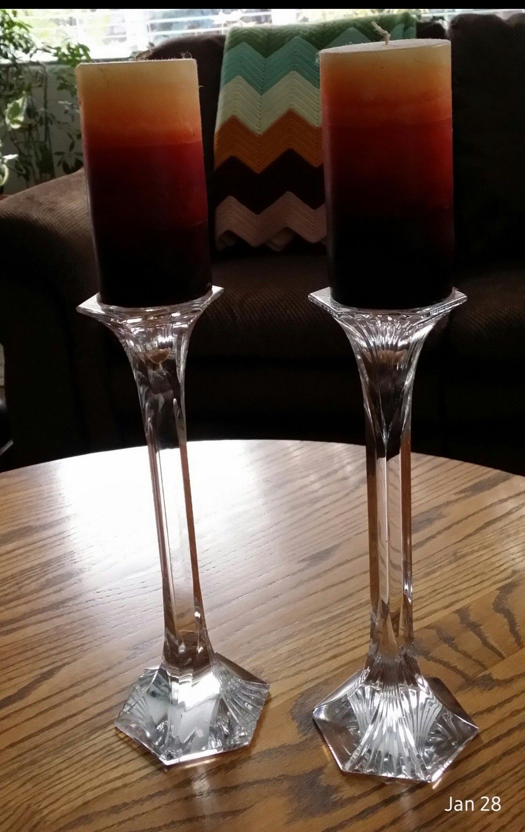 Beautiful glass candle sticks - does not include candles. $10