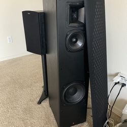 Pair (2) Klipsch Powered Front Tower Speakers Built In Subwoofer 