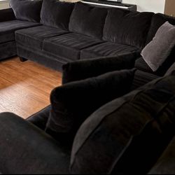 Black 8+ Seater Spacious Sectional Couch-Sofa 