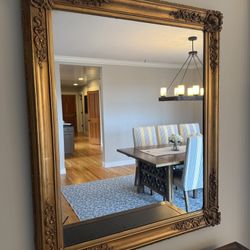Antique Early 1900 Gold Gilt Wood And Plaster Framed Mirror