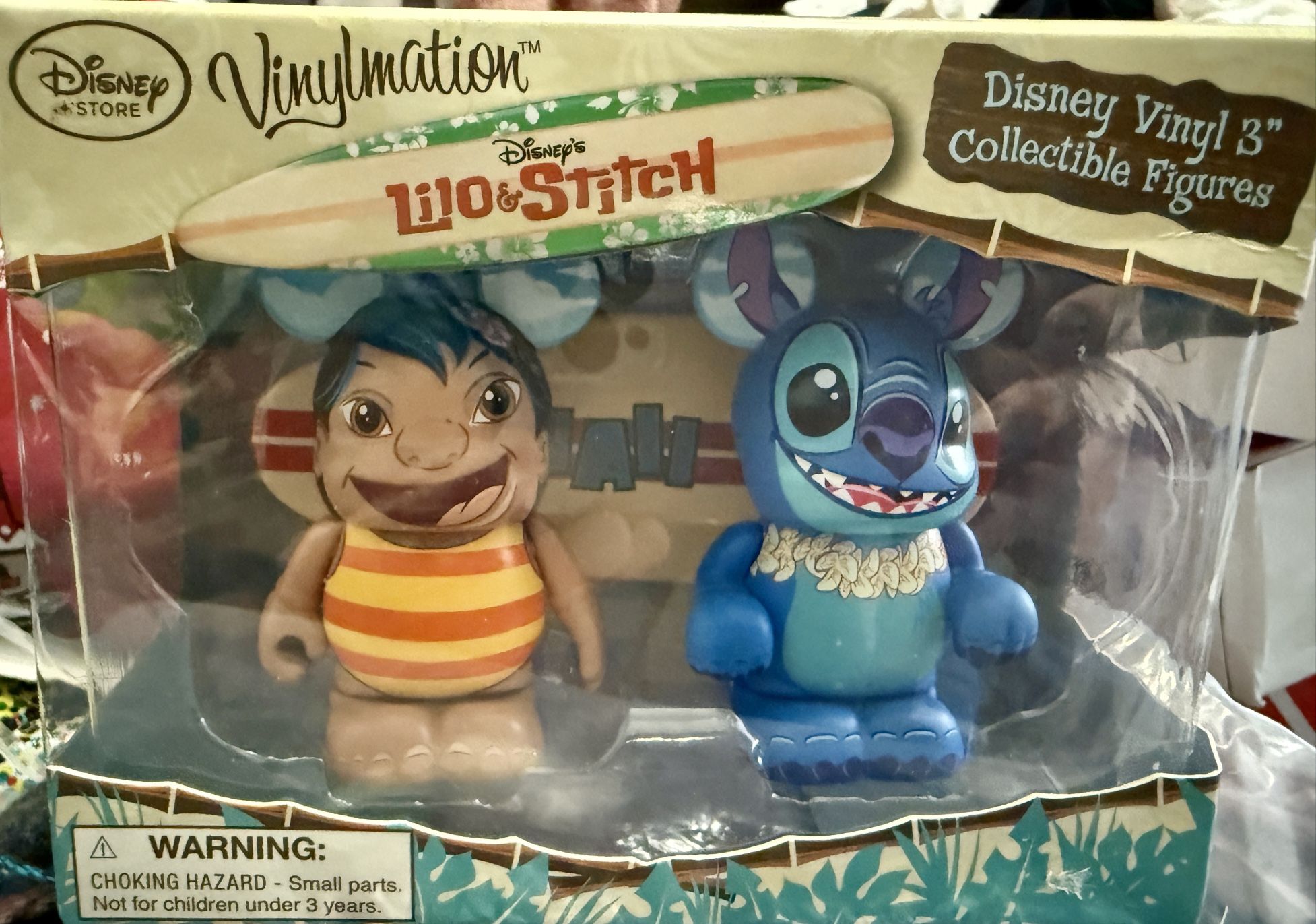 Disney Store Hawaii Exclusive Lilo and Stitch 3" Vinylmation Collectible Figures Set with Surfboard