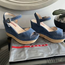 Authentic Prada Women Suede Sandals