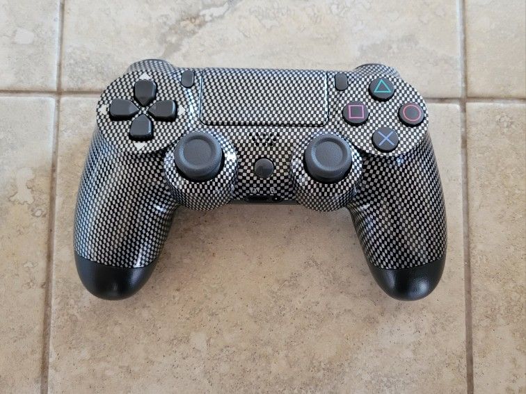 PS4 Controller - Silver Carbon Fiber - Playstation 4 Joystick - PS3 - Playstation 3 - Wireless - Bluetooth